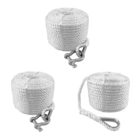 Boat Anchor Line Dock Sailboat Double Braided Nylon Anchor Rope Stainless Steel Thimble for Docking Camping Sailing Mooring