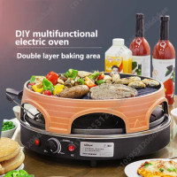 1500W Multifunctional Electric Grill Household Smokeless Barbecue Plate Electric Grill Plate Barbecue Oven Pizza Oven Indoor
