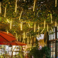 凝光太陽能戶外庭院燈流星雨家用防水別墅花園裝飾燈串布置彩燈帶
