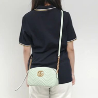 Tas GUCCI MARMONT GHW MINT CAMERA BAG 100% ORIGINAL 23X14X7CM