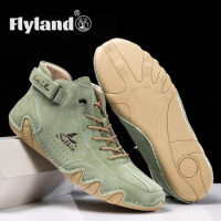 FLYLAND Fashion Vintage Hand Stitching Soft Business Casual Ankle Boots Driving Walking Shoes Chukka Boots Work Office Shoes
