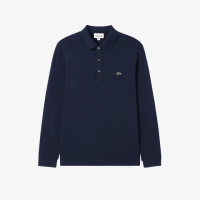 【LACOSTE】男裝-經典修身長袖Polo衫(白色)