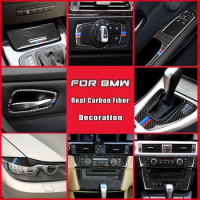For BMW Old 3 Series E90 E92 E93 True Carbon Fiber Car Sticker Headlights Eyebrow Eyelids Car Styling Interior Accessories