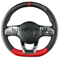 DIY Sew Customized Steering Wheel Cover For Benz GLC260 C C180L E300L CLA GLA A200L Car Accessories