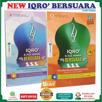 Buku Iqro' & Juz Amma BERSUARA Cover BIRU JILID 1-6 QR Code Video Tutorial & Audio Tilawah BERWARNA 