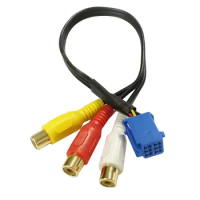 Car RCA Female Audio Video AV-In Cable Wire For Toyota Headunit 6Pin Blue A/V Port 3040