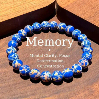 Symbol Memory 8mm Beads Stone Bracelets Handmade Bangle Unisex Jewelry