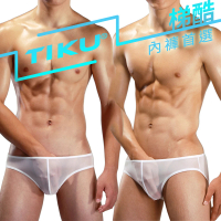 【TIKU 梯酷】猛男呼吸款 全透明網料 性感三角男內褲 -白色 WN1766(M-3XL)