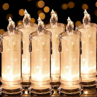 4/10 Pcs LED Flameless Candles Led Transparent Pillar Candles Battery Operated Candles for Wedding Christmas Birthday Home Party