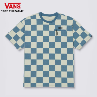 【VANS 官方旗艦】Checker 男女款藍色棋盤格短袖口袋T恤