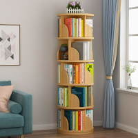 旋轉書架360度書柜落地置物架簡易多層創意家用學生兒童繪本架子全實木橡膠木旋轉書櫃書架