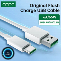 2M OPPO 65W 6A 5A Original Type C Cable Supervooc USB C Wire Kable For OPPO Find X X2 X3 Pro X5 Lite Reno R17 A73 A94 Super Vooc