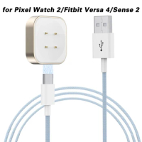 Charger Cable for Pixel Watch 2 / Fitbit Versa 4 3 / Sense /Sense 2 Smartwatch Magnetic Charging Dock Nylon Braided Cord Charger