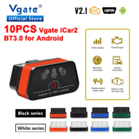 Free Shipping 10pcs Vgate iCar2 ELM327 car Diagnostic Bluetooth OBD OBD2 For Android Scanner Auto Tool Elm 327 ODB2 Scan Adapter