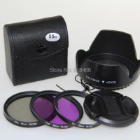77mm UV+CPL+FLD Lens Filter+lens cap+len hood for canon nikon pentax sony camera 14-70