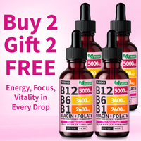 Vitamin B12 Liquid Edible Supplement 4-Pack with B6 B1 Niacin Folate Raspberry Strawberry 27200 mcg