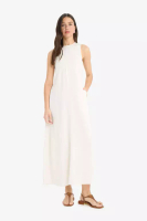 DeFacto Crew Neck Linen Blend Sleeveless Maxi Dress E6022Ax25Sm