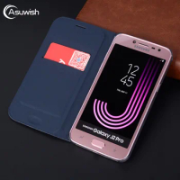 Flip Cover Leather Wallet Case For Samsung Galaxy J2 Pro J3 J4 J6 J7 J8 2018 J2pro J 2 3 4 6 7 8 SM J250F J400F J600F Phone Case