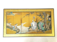 日本金箔大屏風  中國傳統題材姜子牙“愿者上鉤”的典故  日