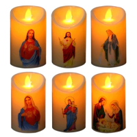 Jesus Christ Candles Lamp Led Tealight Creative Flameless Electronic Light for Home Church Decoration