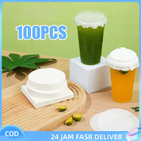 100pcs Tutup Cup Bubble Tutup Minuman Cup Kertas Tahan Bocor Tutup Gelas Plastik Penutup Cup Anti Bo