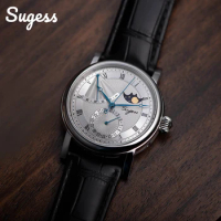 2023 Sugess Watch of Men Automatic Mechanical Moon-Phase Wristwatches Power Reserved Sapphire WaterResistant Tianjin Movement