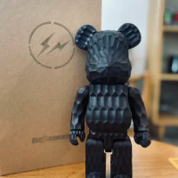 A Collector's Dream: Bearbrick 400% Black Ebony Wave Bear with 28cm Height and Intricately Detailed Wooden Body