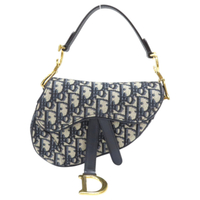 【二手名牌BRAND OFF】Dior 迪奧 藍色 緹花帆布 Mini Saddle 馬鞍包 肩背包