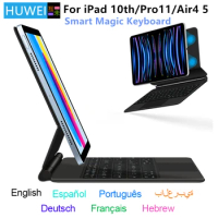 HUWEI Magic Backlight Keyboard For iPad 10 10th Pro 11 2022 2021 2020 Air 4 5 10.9 Case Keyboard Spanish Portuguese AZERT Arabic