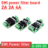 DC EMI power supply filter board 0-50V 2A 3A 4A EMI Filter Noise Suppressor FOR 12V 24 Audio power amplifier car Switching power