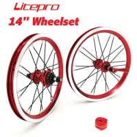 Litepro BYA412 Folding Bike 14" Wheelset 14x1.5/1.75 Aluminum Alloy Double Wall Rims Bearing Hub 20H 14inch Front Rear Wheel Set