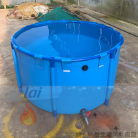 圓形帆布魚池 大型折疊錦鯉養殖水池 家用戶外塑料刀刮布支架養魚箱