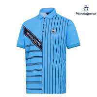 【Munsingwear】企鵝牌 男款寶藍色條紋設計感短袖棉衫 MGRT2A18