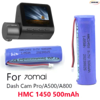 HMC1450 3.7V 500mAh Li-ion Battery For 70mai Smart Dash Cam Pro Car Video Recorder Midrive D02 Replacement Batterie 3-wire Plug