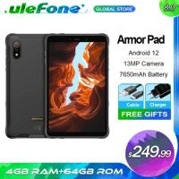 Ulefone Armor Pad Rugged Tablet 4GB RAM 64GB ROM 7650mAh 8.0'' HD+ Display 4G Android 12 Tablet Phone IP68/IP69K 13MP Camera