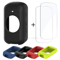 TPU Silicone Case + 2Pcs Tempered Glass for Garmin Edge 530 830 1040 130 Plus GPS Stopwatch Screen Protector Cover Accessories