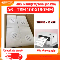 Giấy In Nhiệt A6 Tem 100x150mm 4x6 inch Combo 10 Xấp 500 Tem Giá Rẻ Chất Lượng Cao Tiết Kiệm Chi Phí