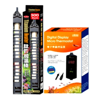 【ISTA 伊士達】電子單顯控溫器 雙插座1000W+MR鈦管加溫棒500W(魚缸溫度控制 IH665+水鈦500W)