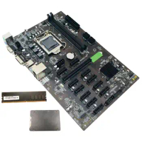 B250 BTC Mining Motherboard with DDR4 4GB 2133Mhz RAM+SATA 120G SSD LGA 1151 12XGraphics Card Slot for BTC Miner
