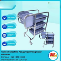 Troli Piring Kotor Restoran Dish Collect Bin Cart Untuk Hotel Cafe MUTU DCT31