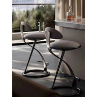 北歐風現代傢用吧臺椅高腳凳輕奢皮革椅網紅ins異形不銹鋼高腳椅