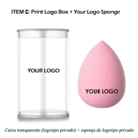 50pcs Custom LOGO Makeup Sponge with Box Beauty Cosmetic Blender Puff Foundation Cream Soft Blender with Package Case Private