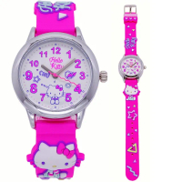 【HELLO KITTY】HELLO KITTY 啾咪時尚造型腕錶-粉紅-KT075LWWP1