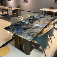 Sapphire Dining Table Luxurious Super Crystal Stone Dining Table for Restaurant Hotels' Natural Marble Table