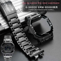 For Casio G-SHOCK GWM-B5000 Modified titanium alloy armor set strap+Watch Case Bezel metal buckle Bracelet Men Watch band