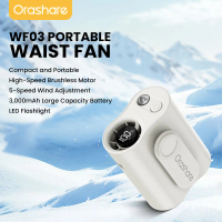 Orashare WF03 พัดลมคาดเอว คลิปด้านใน/ภายนอก/แขวนเอว/ตั้งโต๊ะ 5ระดับไฟฉาย LEDพัดลมพกพาน้ำหนักเพียง 15