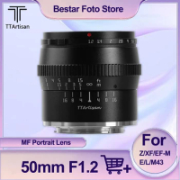 TTArtisan APS-C 50mm F1.2 MF Portrait Lens Large Aperture Applicable for Fuji X-A5 X-T10 Sony A6600 A7S A7SM3 Canon M5 Nikon Z5