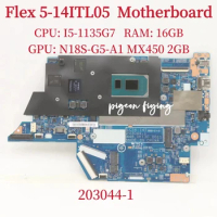 203044-1 For Lenovo Ideapad Flex 5-14ITL05 Laptop Motherboard CPU: I5-1135G7 GPU: MX450 2GB RAM: 16GB DDR4 100% Fully Tested