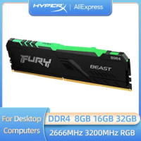 HyperX FURY RGB DDR4 Memory 2666MHz 3200MHz 3600MHz DDR4 DIMM XMP 8GB 16GB 32GB Memoria Ram 288 pin 1.2V for Desktop