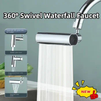 Pressurized Kitchen Sink Waterfall Faucet Bubbler Splash-proof 4 Modes Spout Bathroom Basin Tap Extender Water Saving Adapter